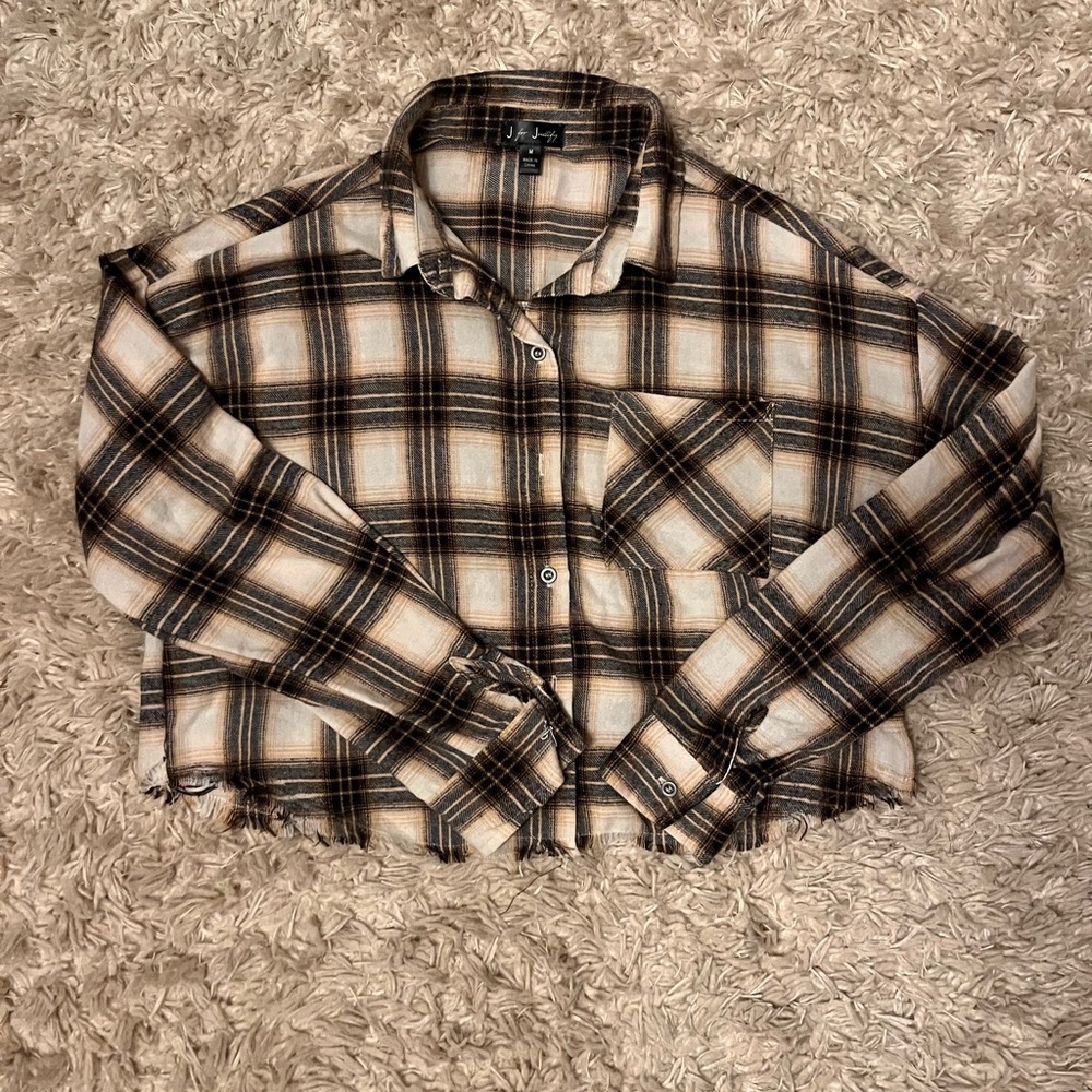 Plaid Cropped Flannel Shirt